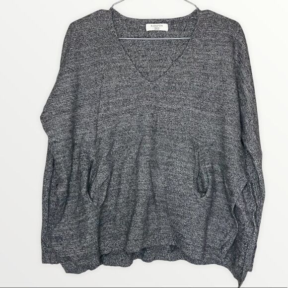Babaton | Aritzia Gray Marled Wool/Linen Blend Pocket V-Neck Sweater Size XXS/XS - Picture 1 of 5